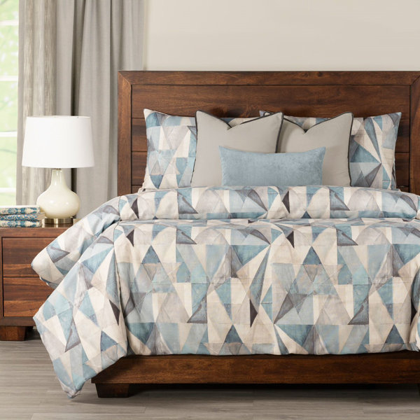 Siscovers Geometric Print Blue Duvet Cover & Insert Set Wayfair